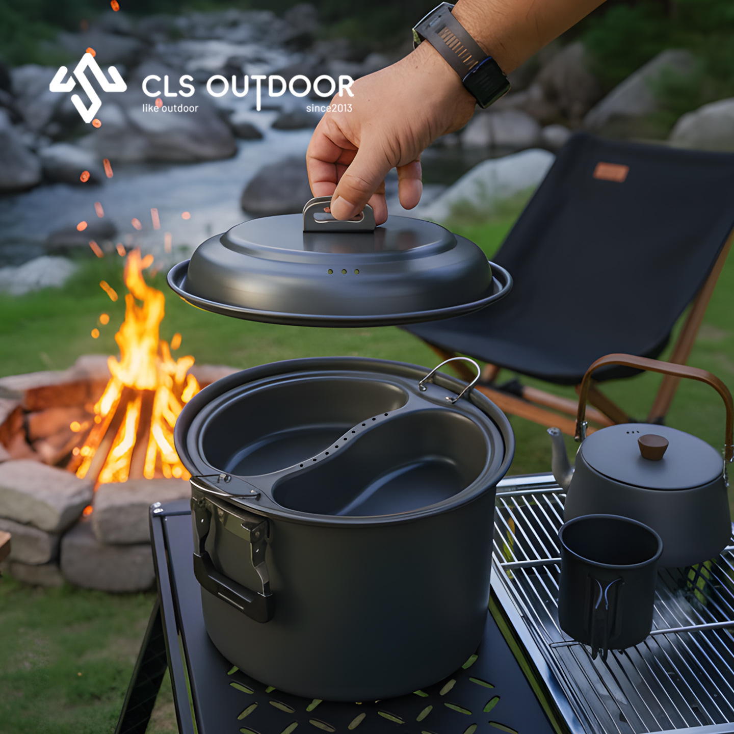 Camping Cooking Pot Large - Conjunto de Panela de Cozimento e