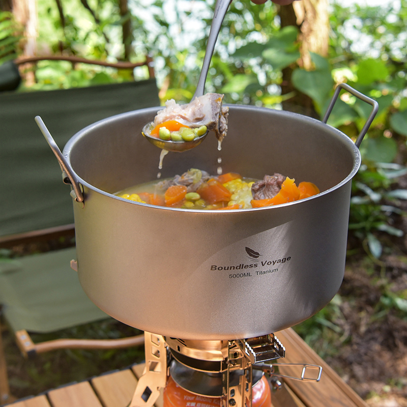 Camping Cooking Pot Large - Viagem ilimitada-Panela de titânio portátil, grande