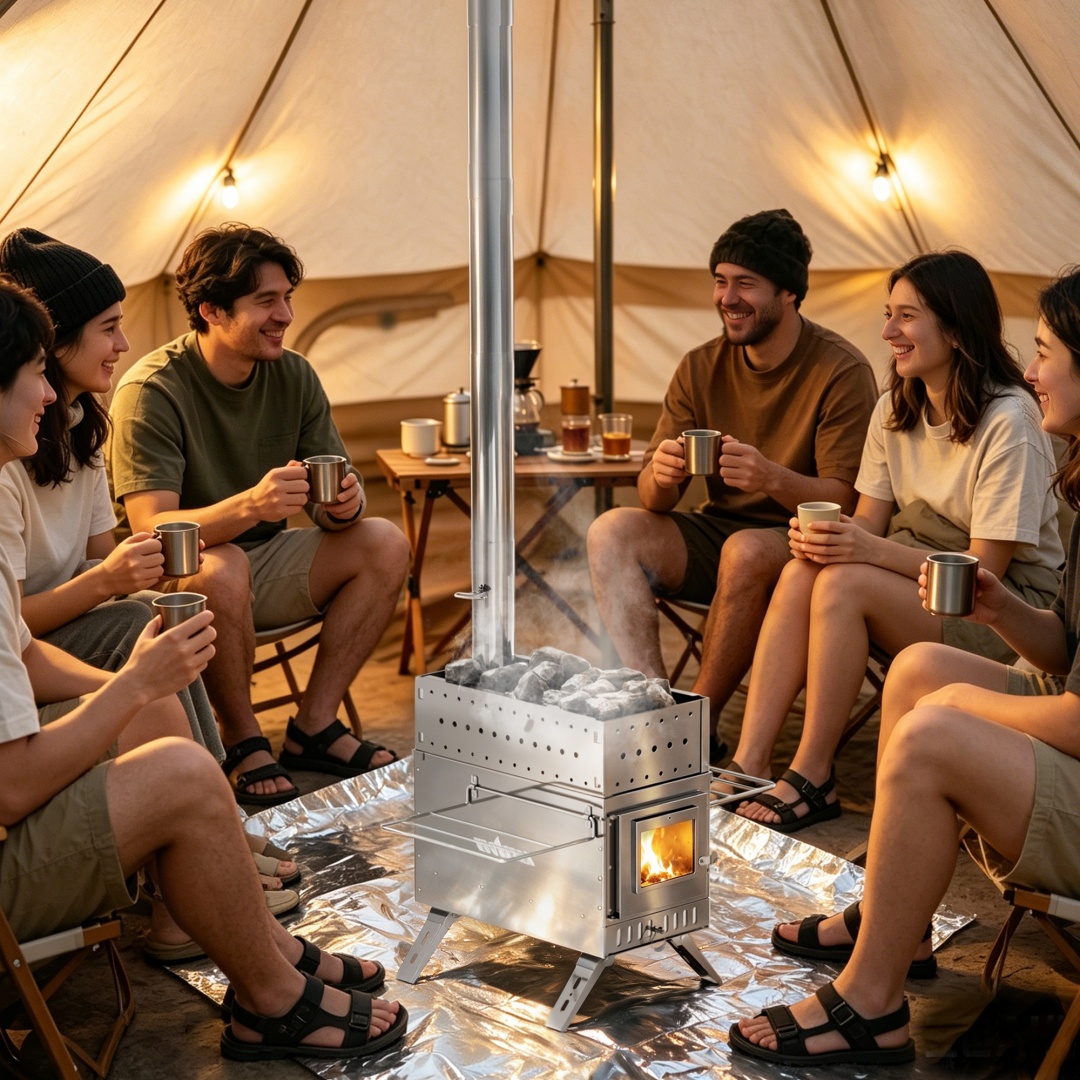 Camping Cooking Tent - Fogão de sauna portátil a lenha,