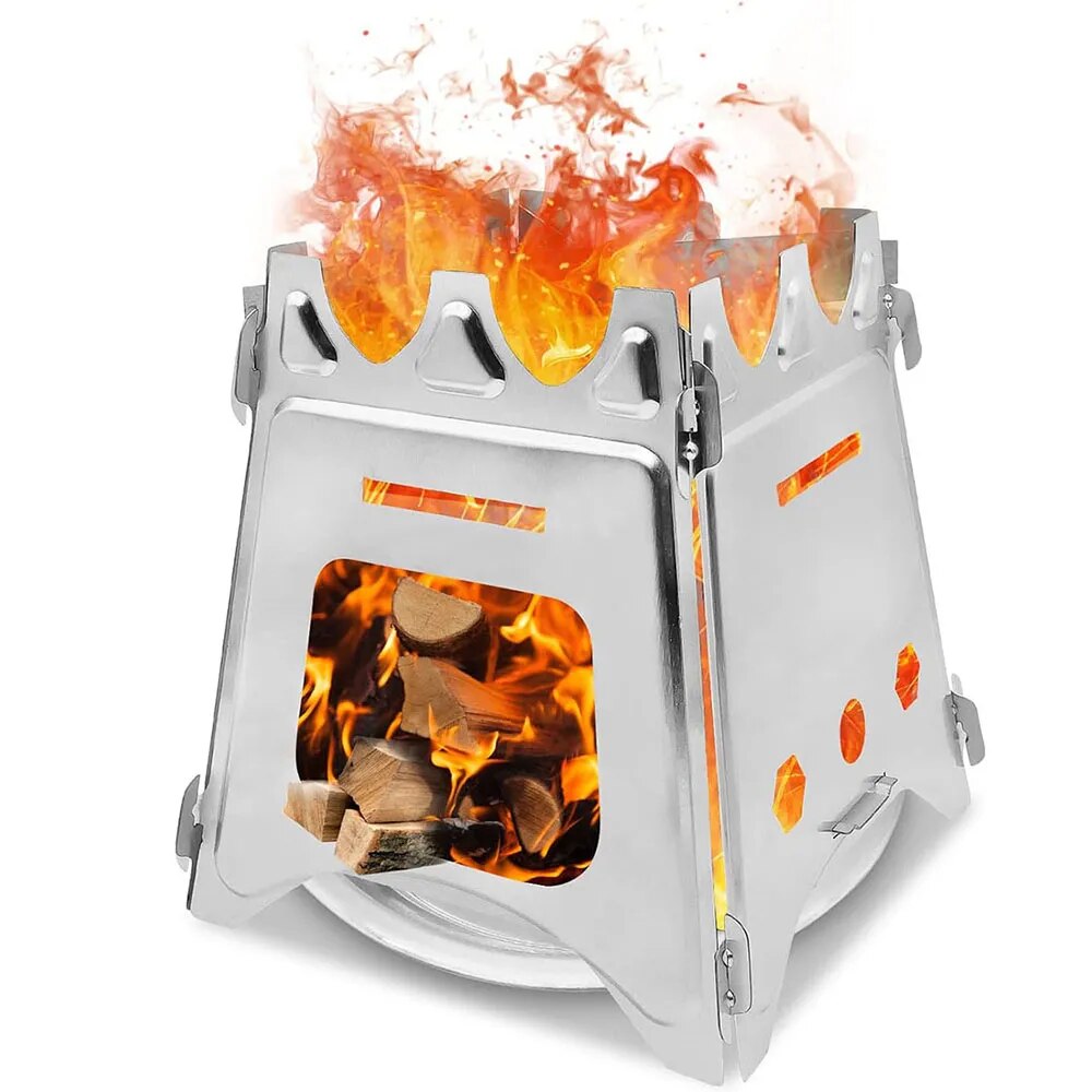 Camping Cooking Grate - Fogão a lenha de acampamento portátil,