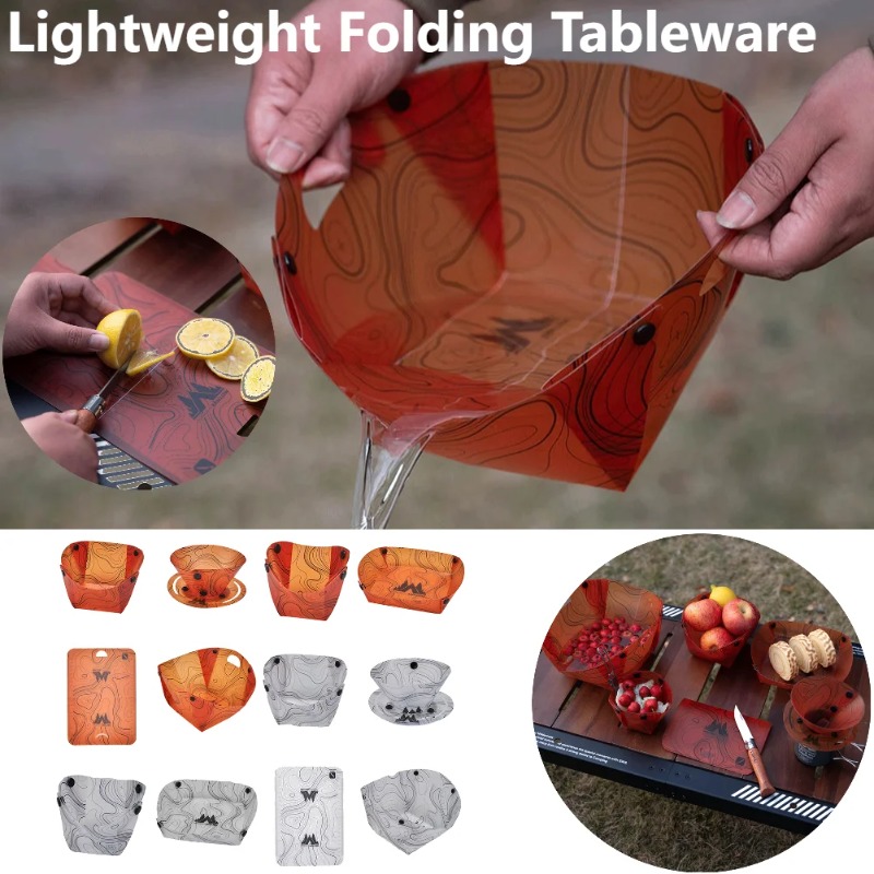 Camping Cooking Hot Plate - Dobrável acampamento talheres portátil tigela prato