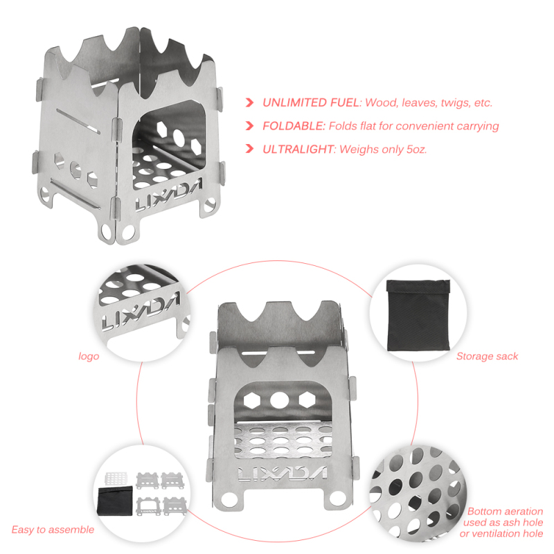 Lixada-Titânio portátil e aço  - Camping Cooking Grate avaliação e preço