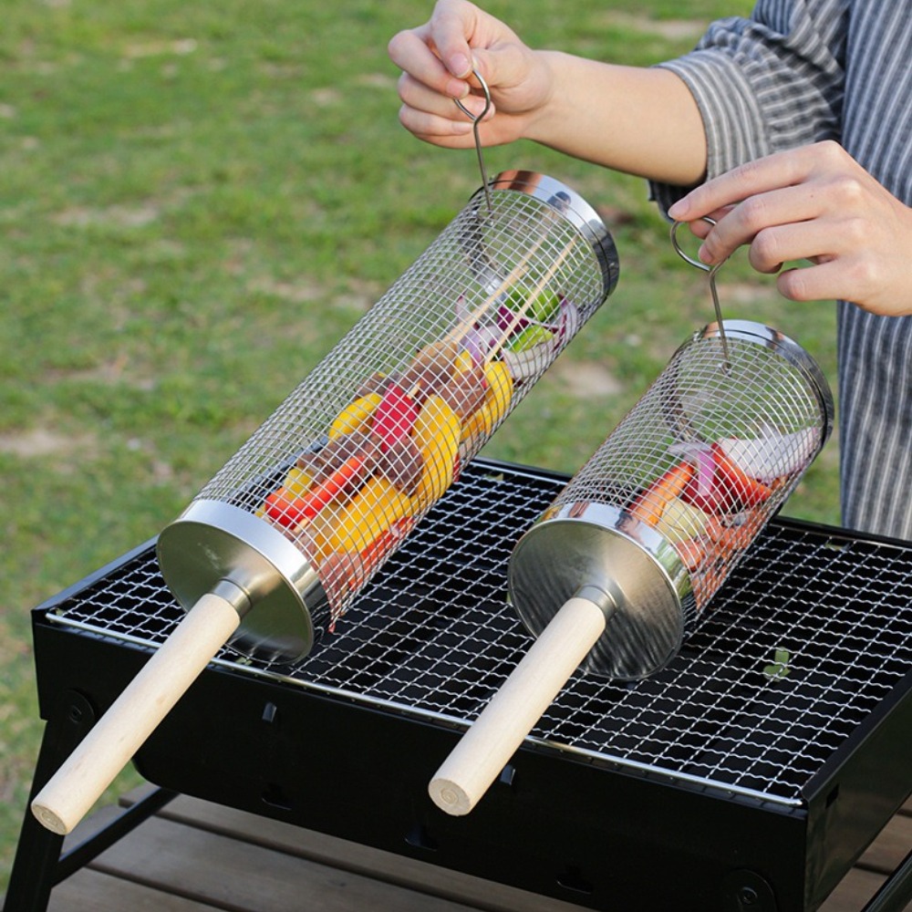 Cesto de Churrasco Rotativo em - Camping Cooking Basket avaliação e preço