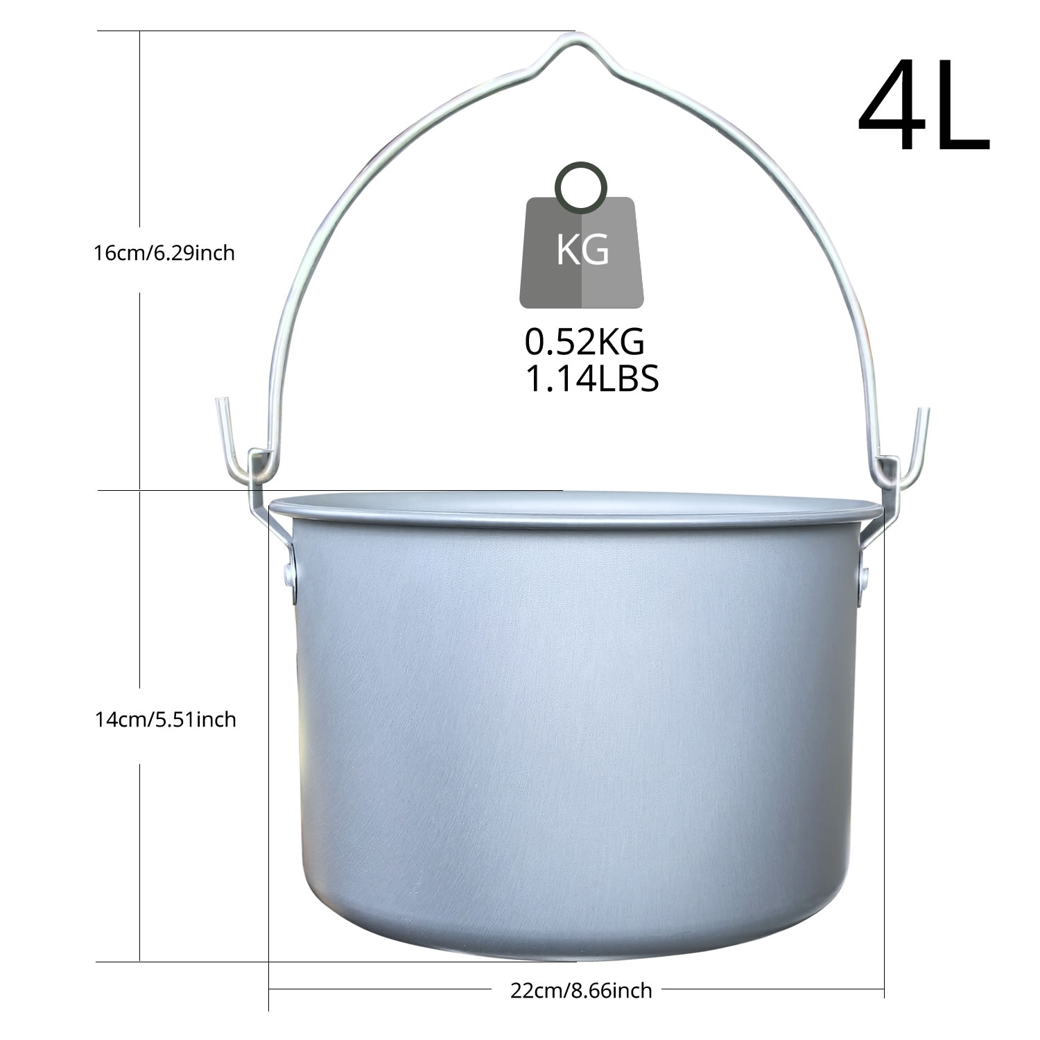 Panela Suspensa de 4L para Cam - Camping Cooking Pot Large avaliação e preço