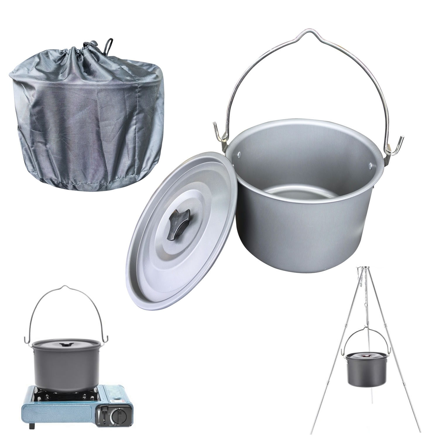 Panela Suspensa de 4L para Cam - Camping Cooking Pot Large avaliação e preço