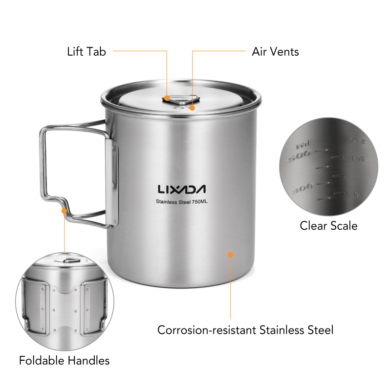 Lixada-Caneca de aço inoxidáve - Camping Cooking Cup avaliação e preço